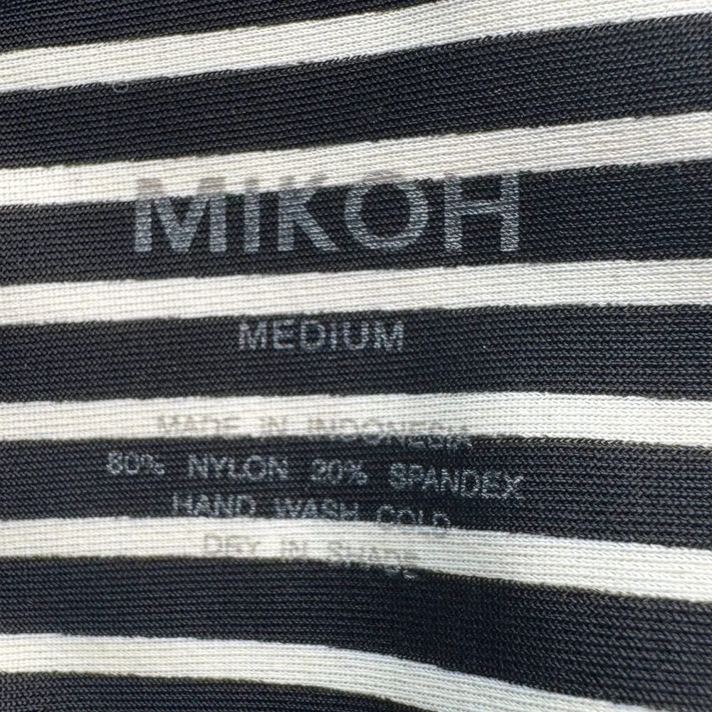 Mikoh Black and White Long Sleeve Striped One Piece Swim Suit Size Medium